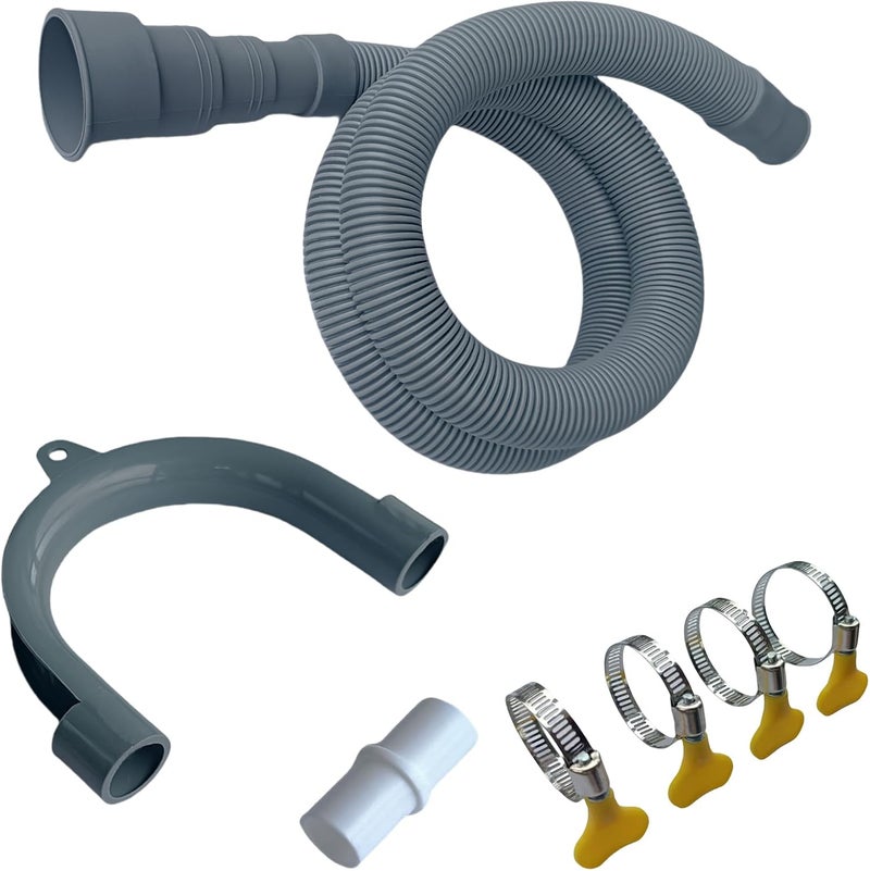 MengMain Washing Machine Drain Hose, Universal Flexible Drain Hose Extension Kit for LG/GE/Samsung Washer, Dishwasher, With 1Extension Adapter,4 Clamps,1 U-Bend Holder (9.8feet) - Image 1